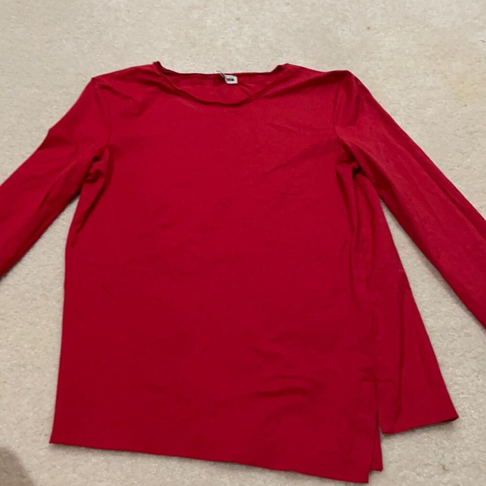 Jill Sander vintage 80’s y2k red asymmetrical long sleeve t guc cotton spendex
